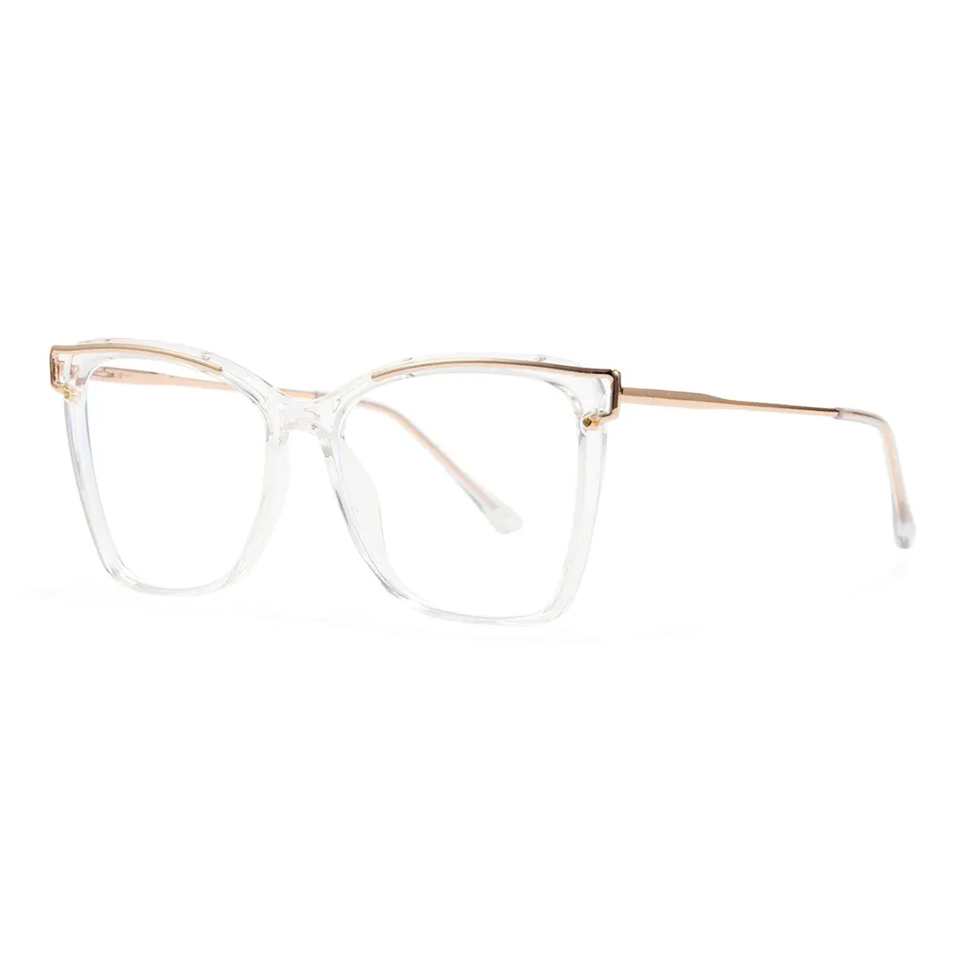 Angle view of Enya cat eye tr90 eyeglasses CR0352503 in clear