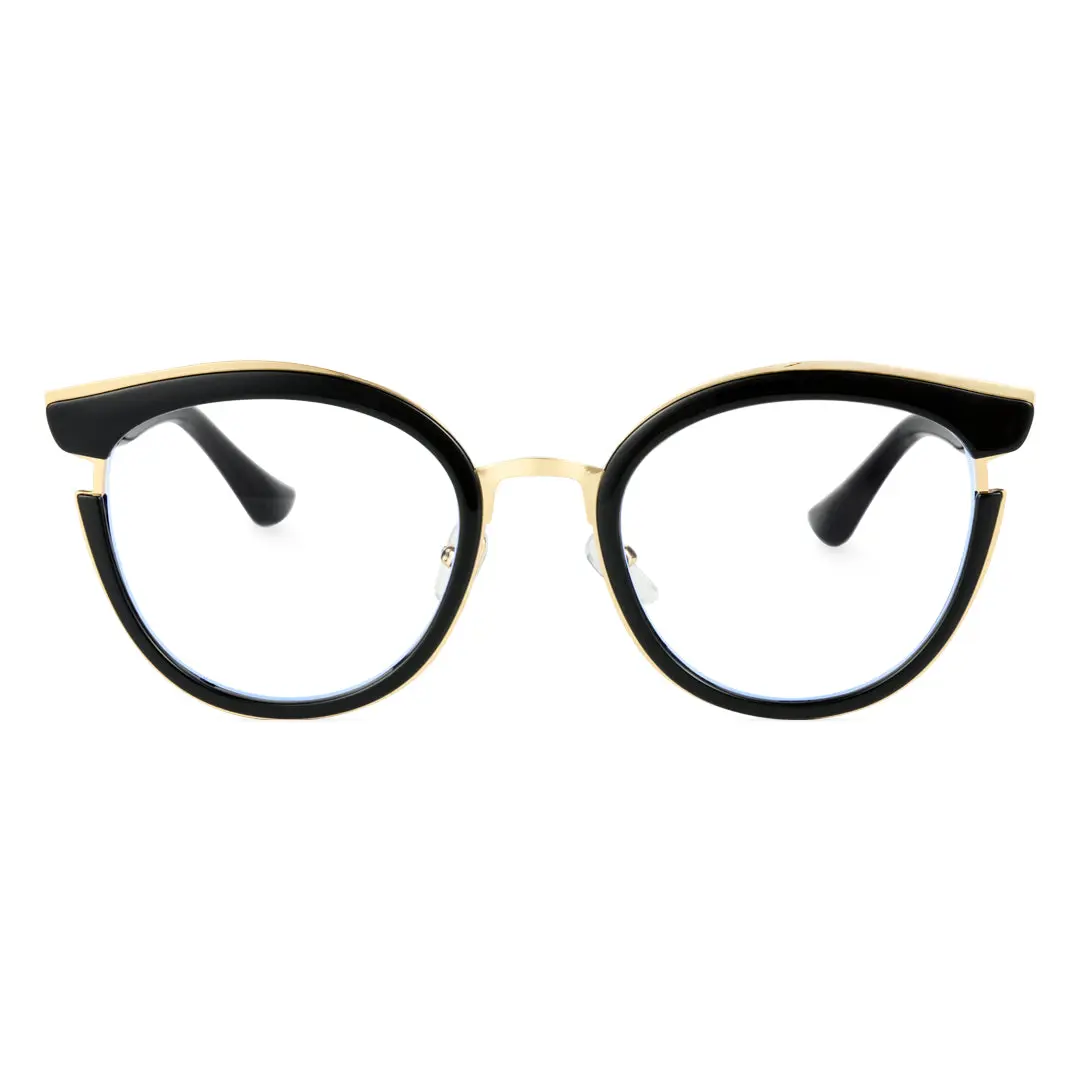 Front view of Estevo cat eye tr90 eyeglasses CR0112404 in black