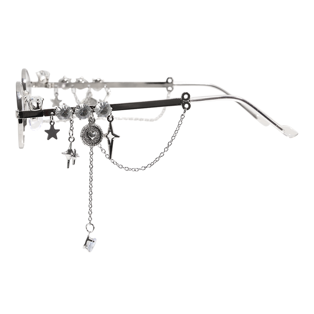 Side view of Eulalia oval metal eyeglasses OM0062511 in silver