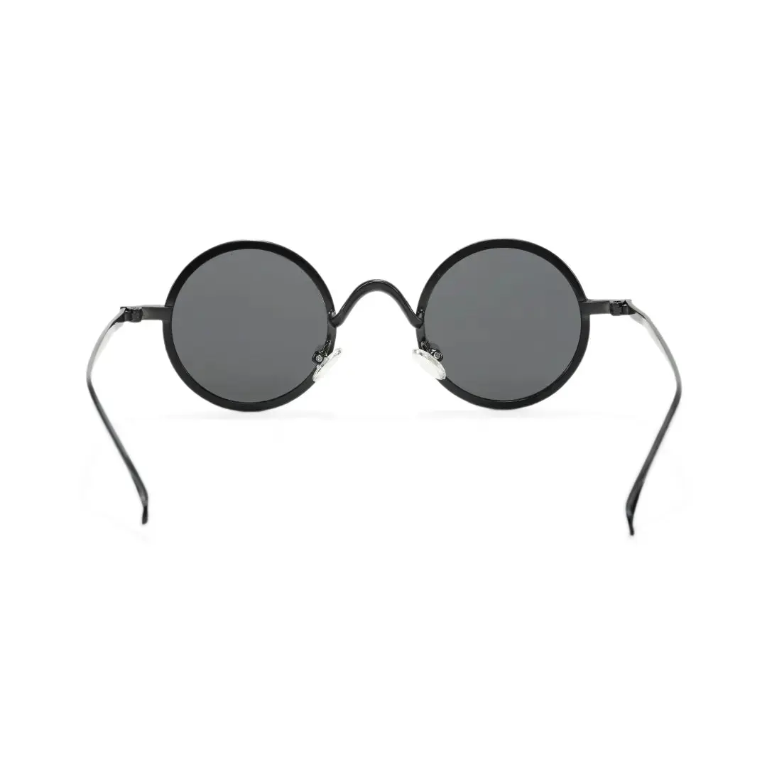 Back view of Ewan round metal sunglasses RM0162506 in black