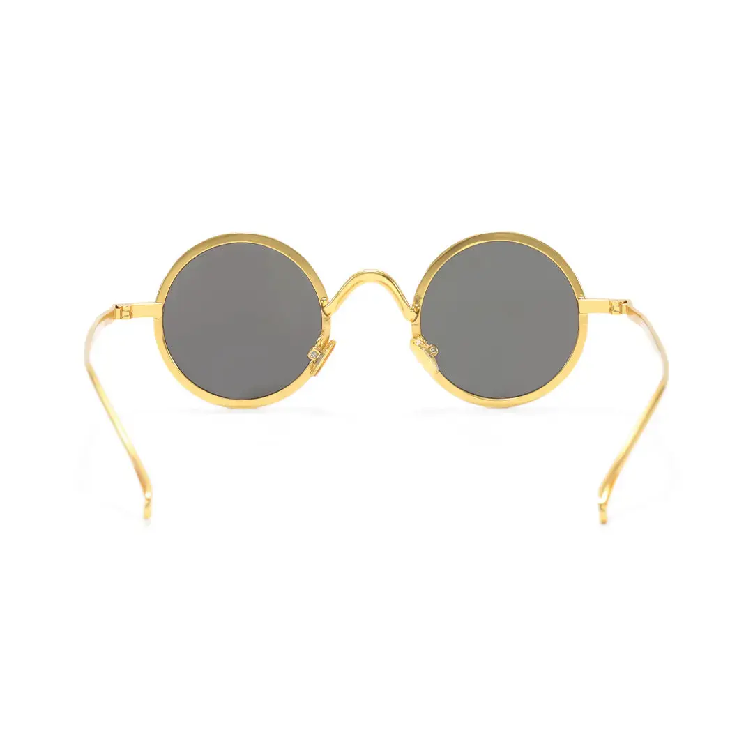 Back view of Ewan round metal sunglasses RM0162506 in gold