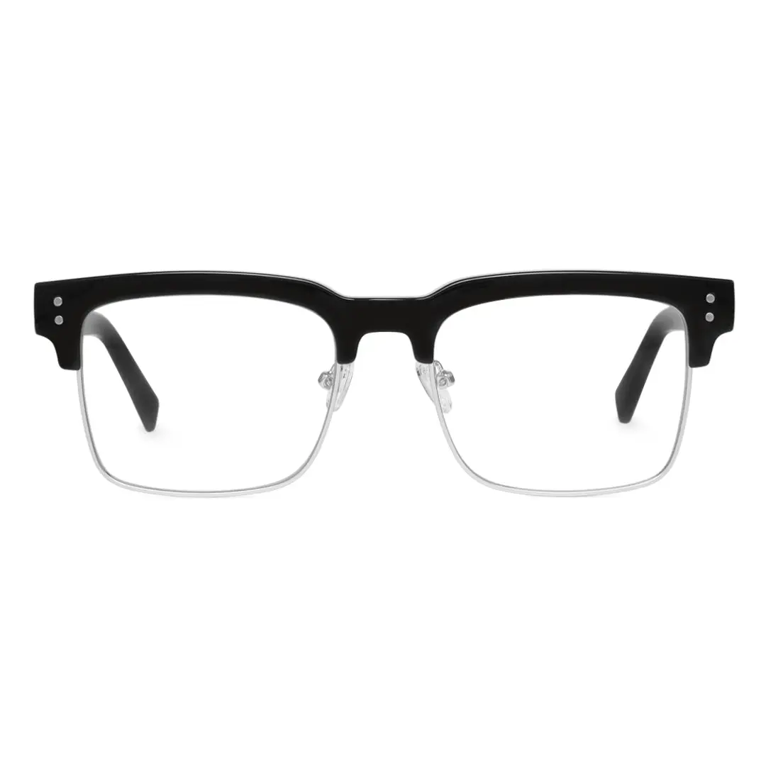 Front view of Fabula browline tr90 eyeglasses BR0572505 in blackclear