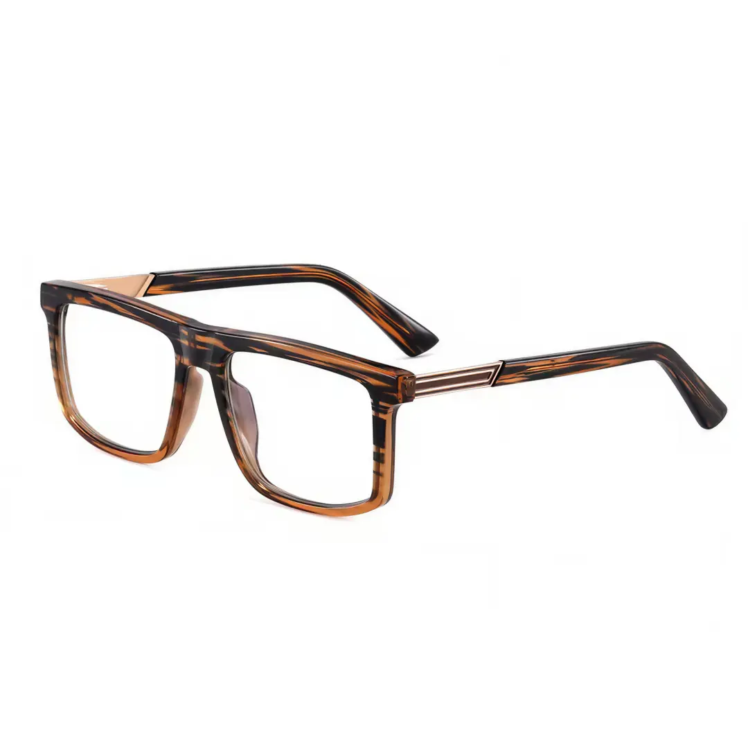 Angle view of Fallon square tr90 eyeglasses ER0272408 in brown