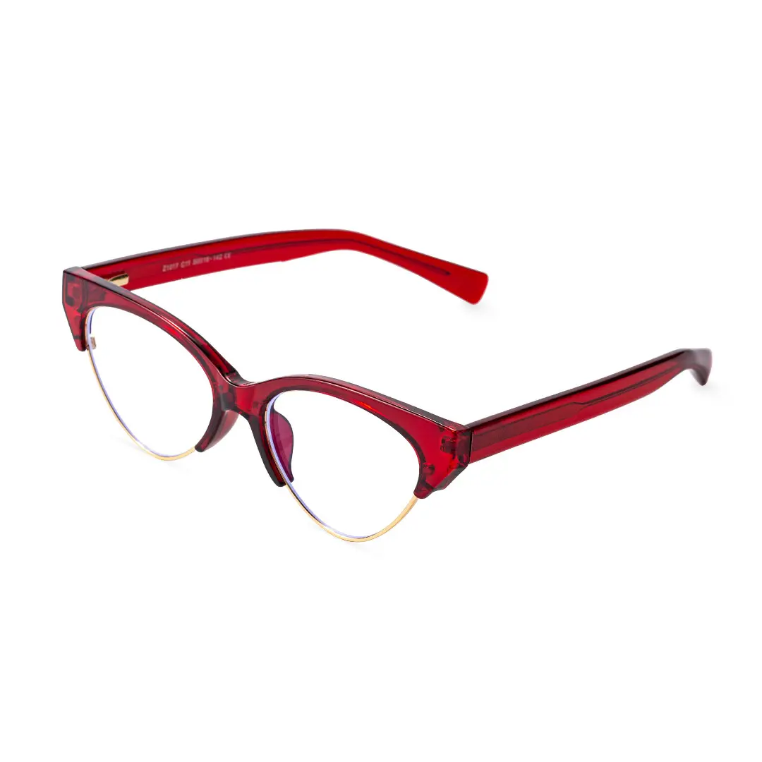Angle view of Fanty cat eye acetate eyeglasses CA0092302 in red