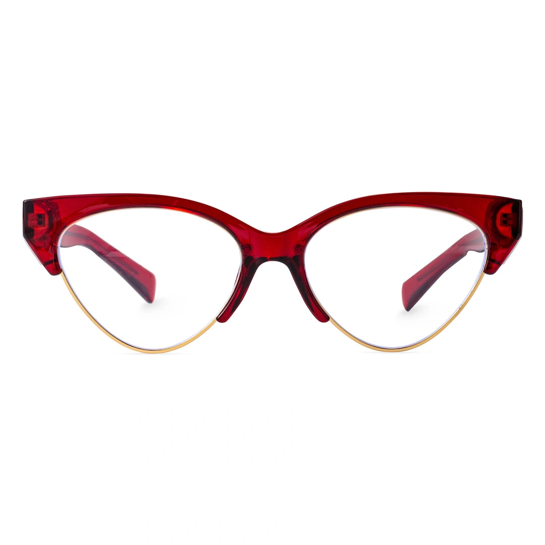 Front view of Fanty cat eye acetate eyeglasses CA0092302 in red