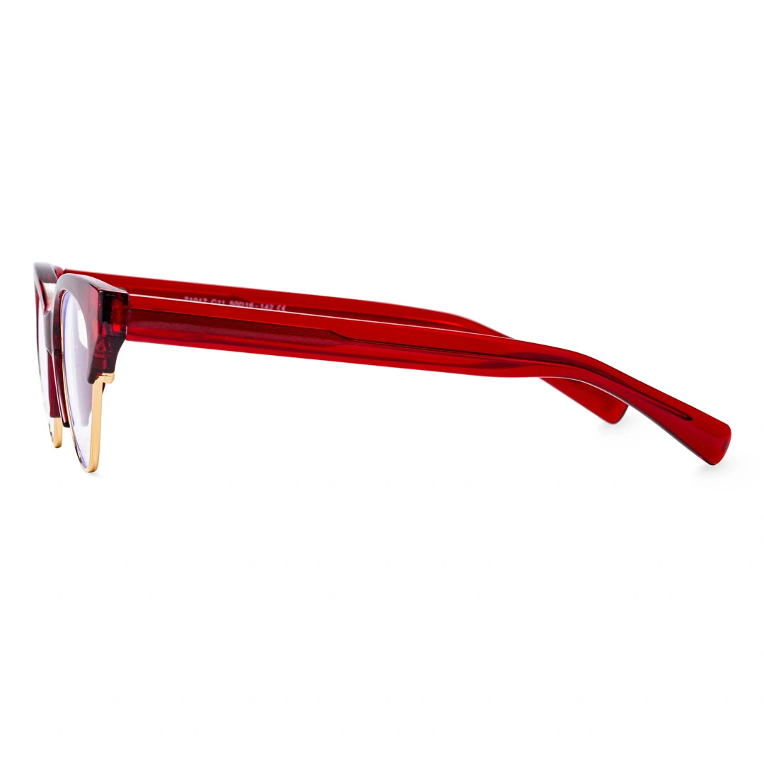 Side view of Fanty cat eye acetate eyeglasses CA0092302 in red