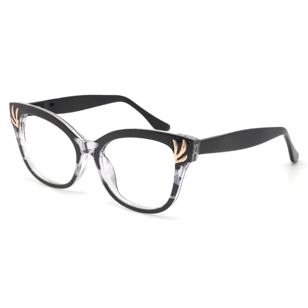 Angle view of Fares cat eye tr90 eyeglasses CR0232408 in black