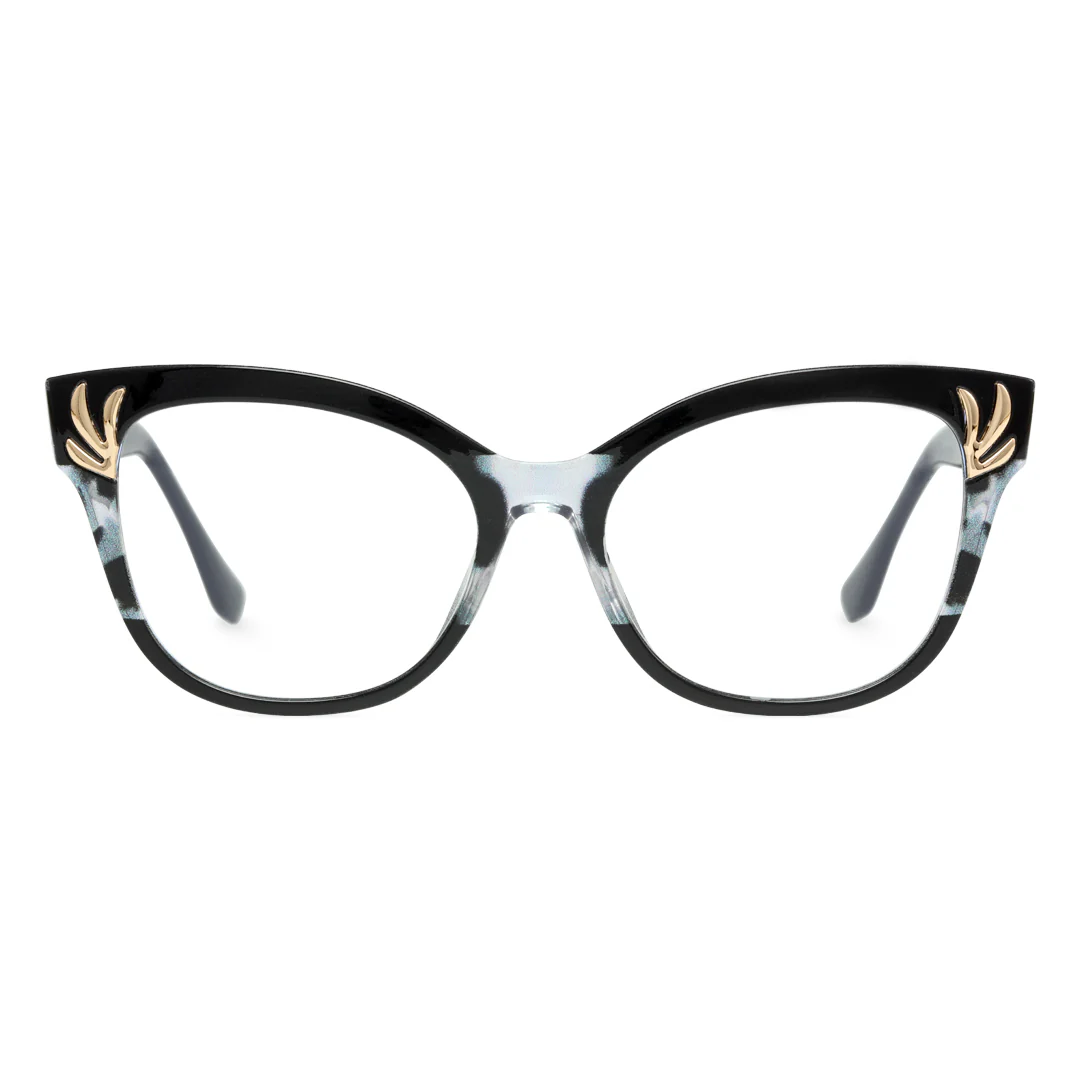 Front view of Fares cat eye tr90 eyeglasses CR0232408 in black