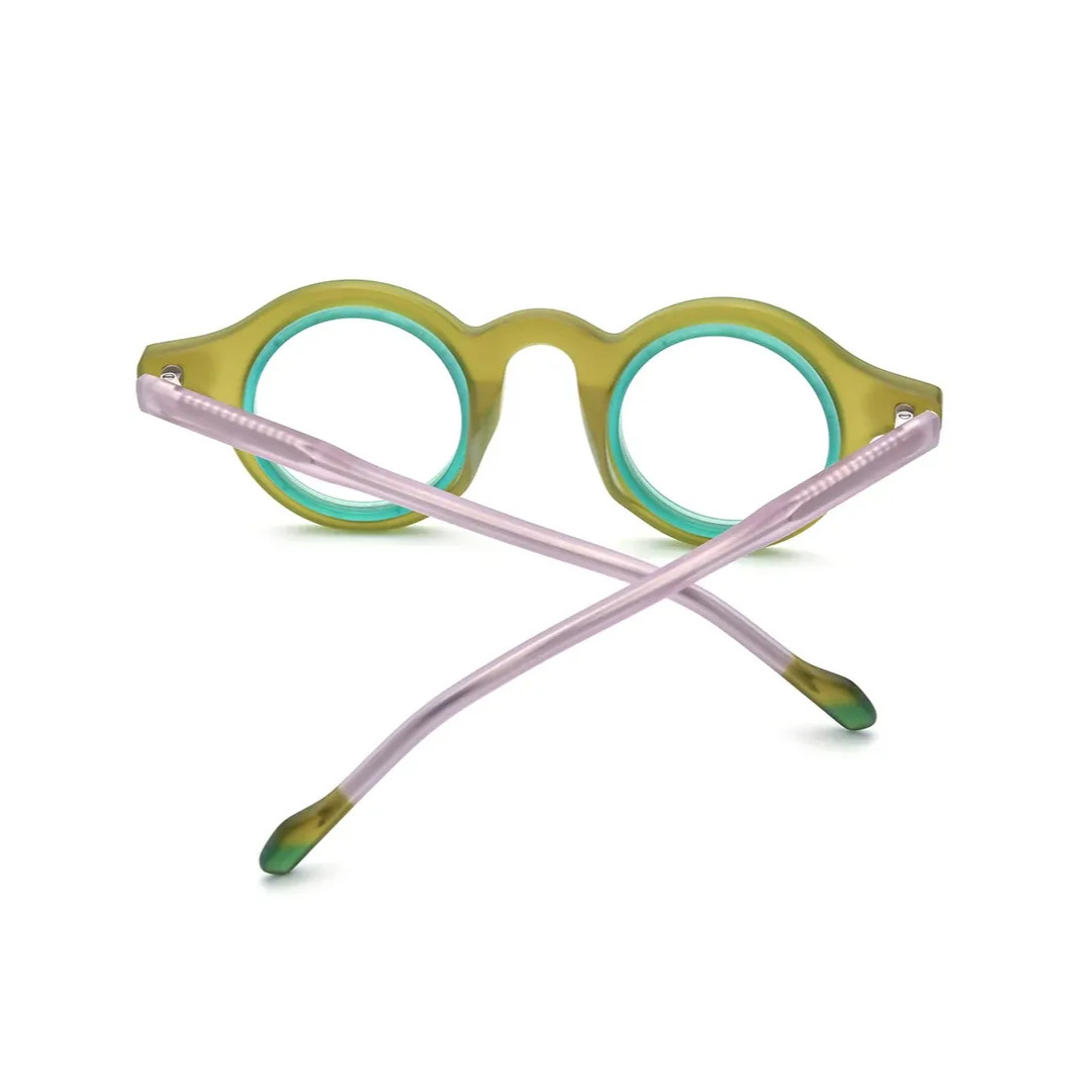 Back folded view of Fate round acetate eyeglasses RA0012311 in army green