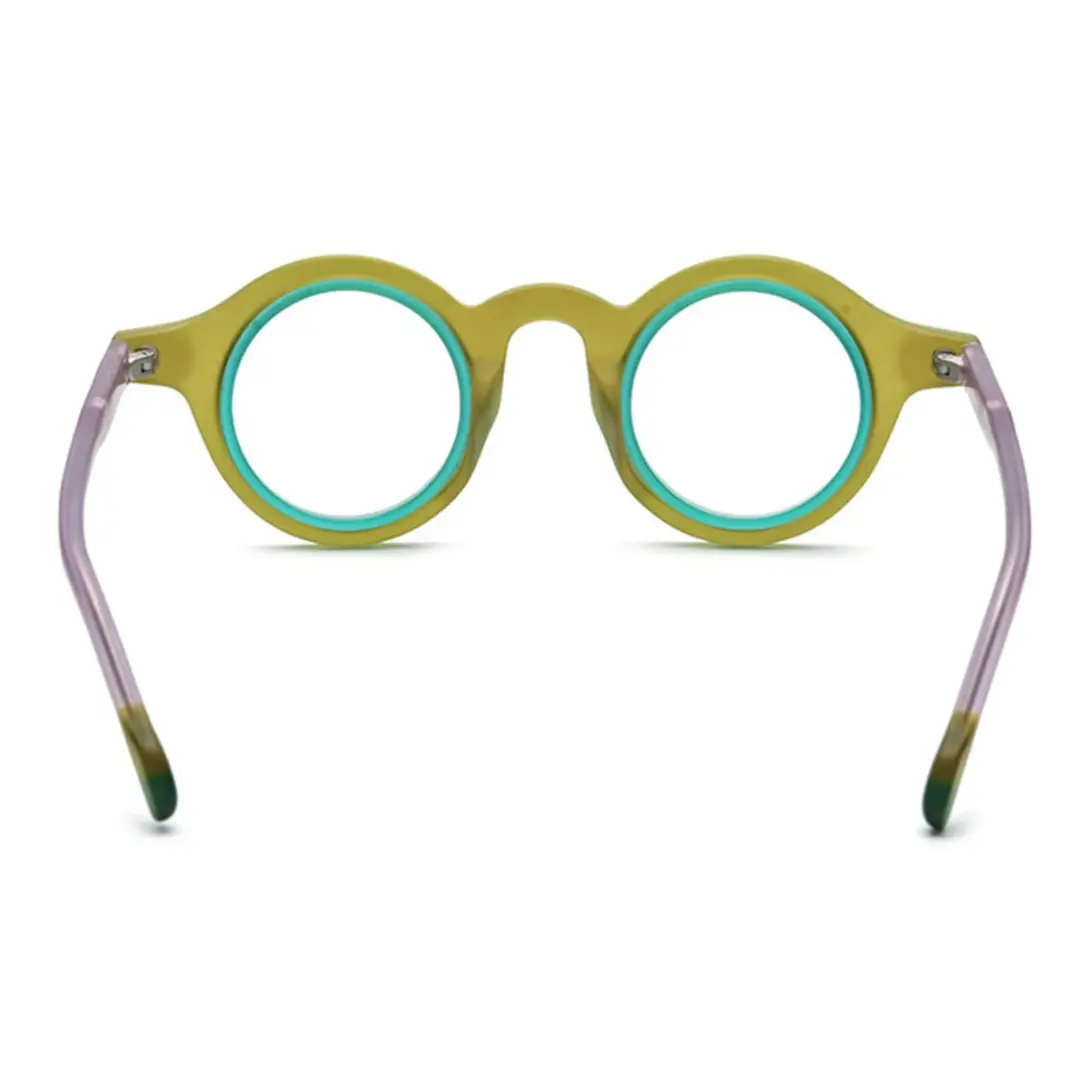 Back view of Fate round acetate eyeglasses RA0012311 in army green