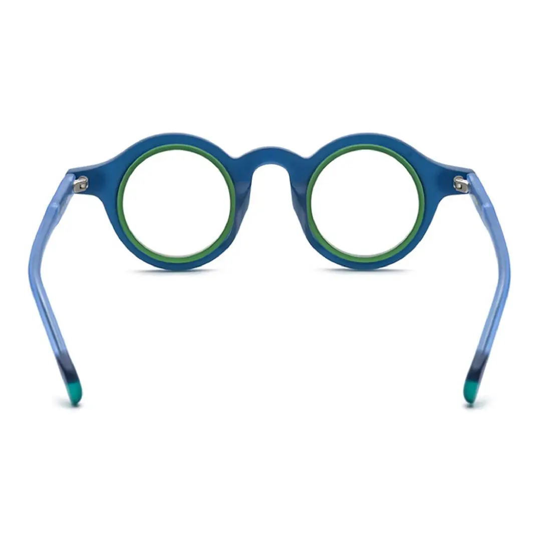 Back view of Fate round acetate eyeglasses RA0012311 in green