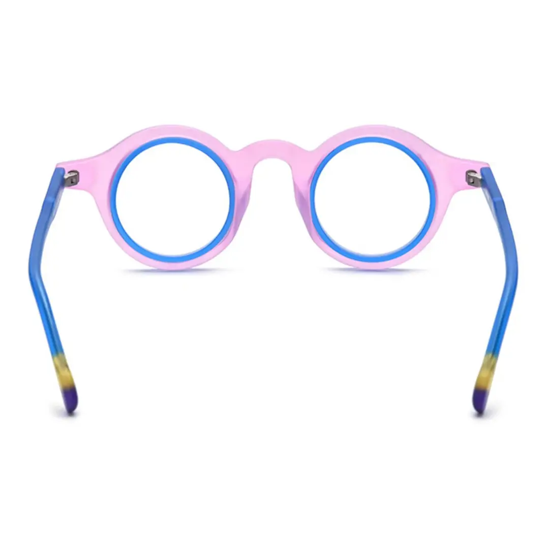 Back view of Fate round acetate eyeglasses RA0012311 in pink
