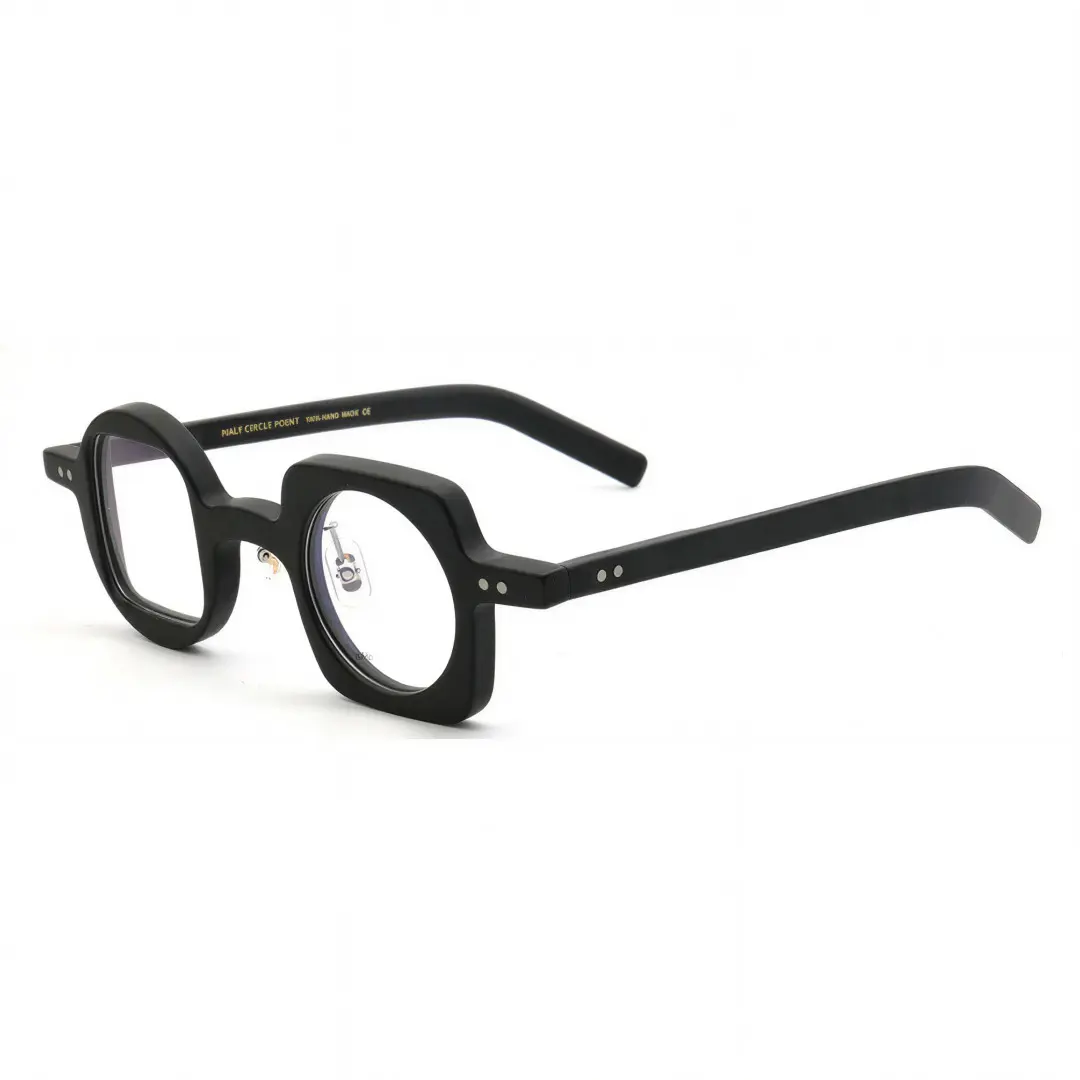 Angle view of Fawn unique acetate eyeglasses UA0012302 in black