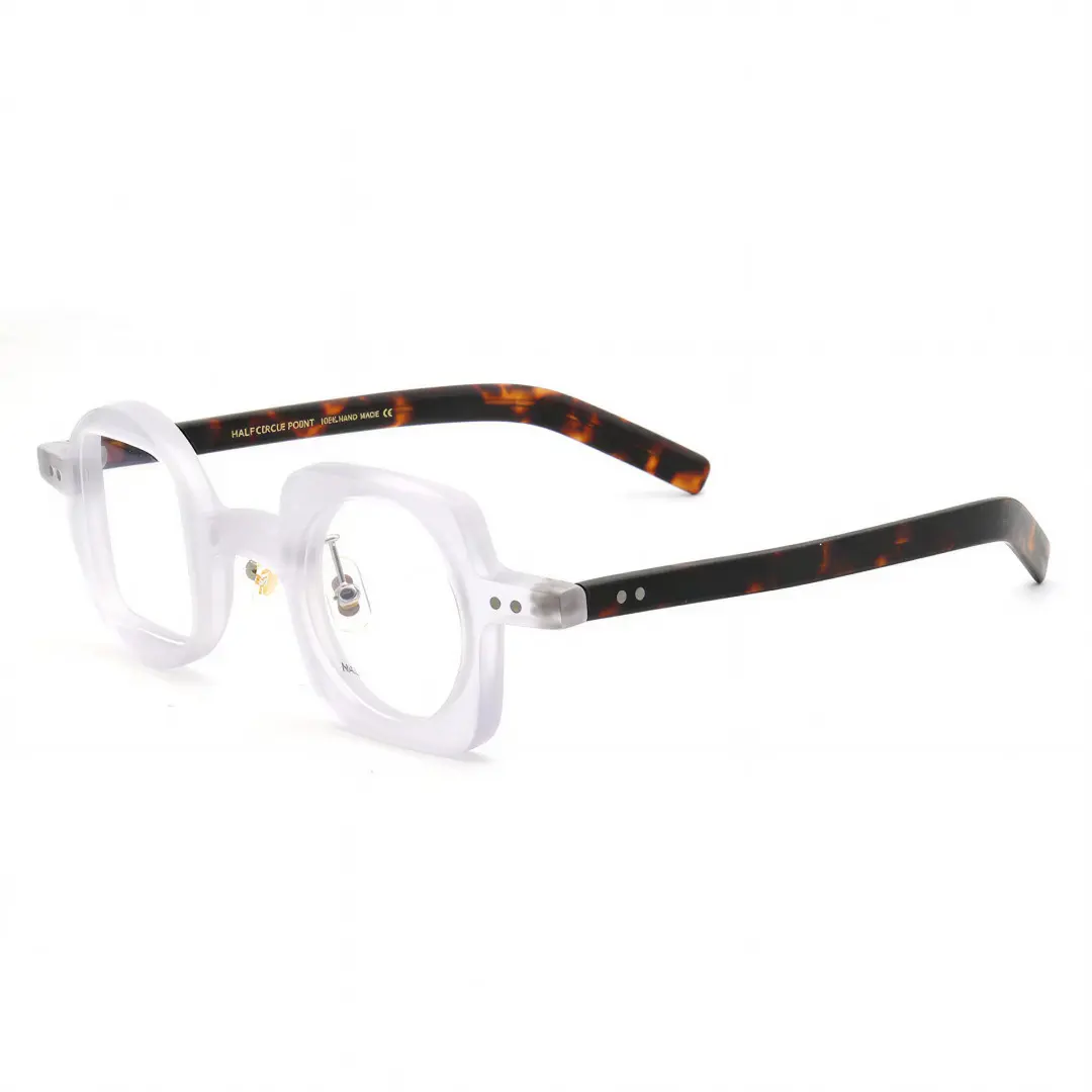 Angle view of Fawn unique acetate eyeglasses UA0012302 in white