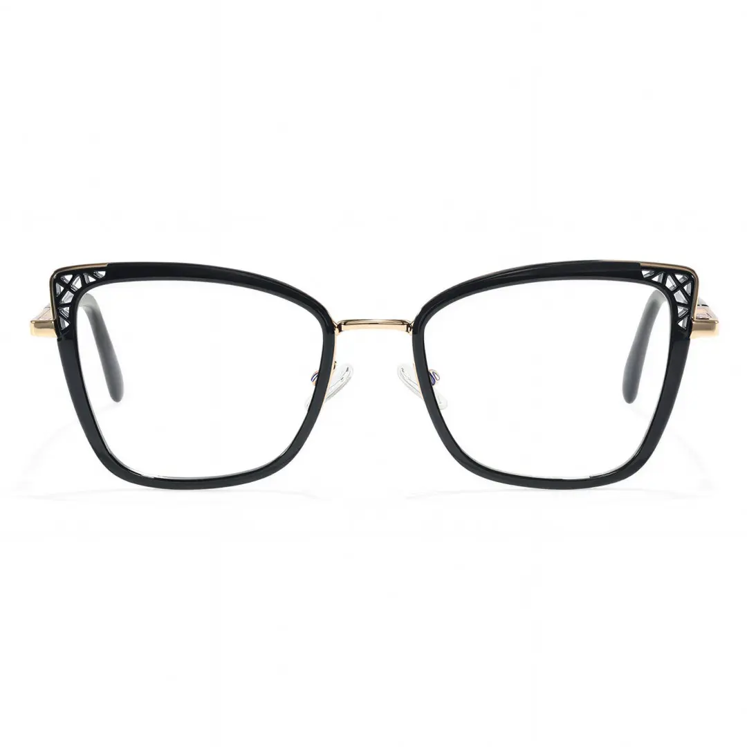 Front view of Feline cat eye metal eyeglasses CX0062510 in black