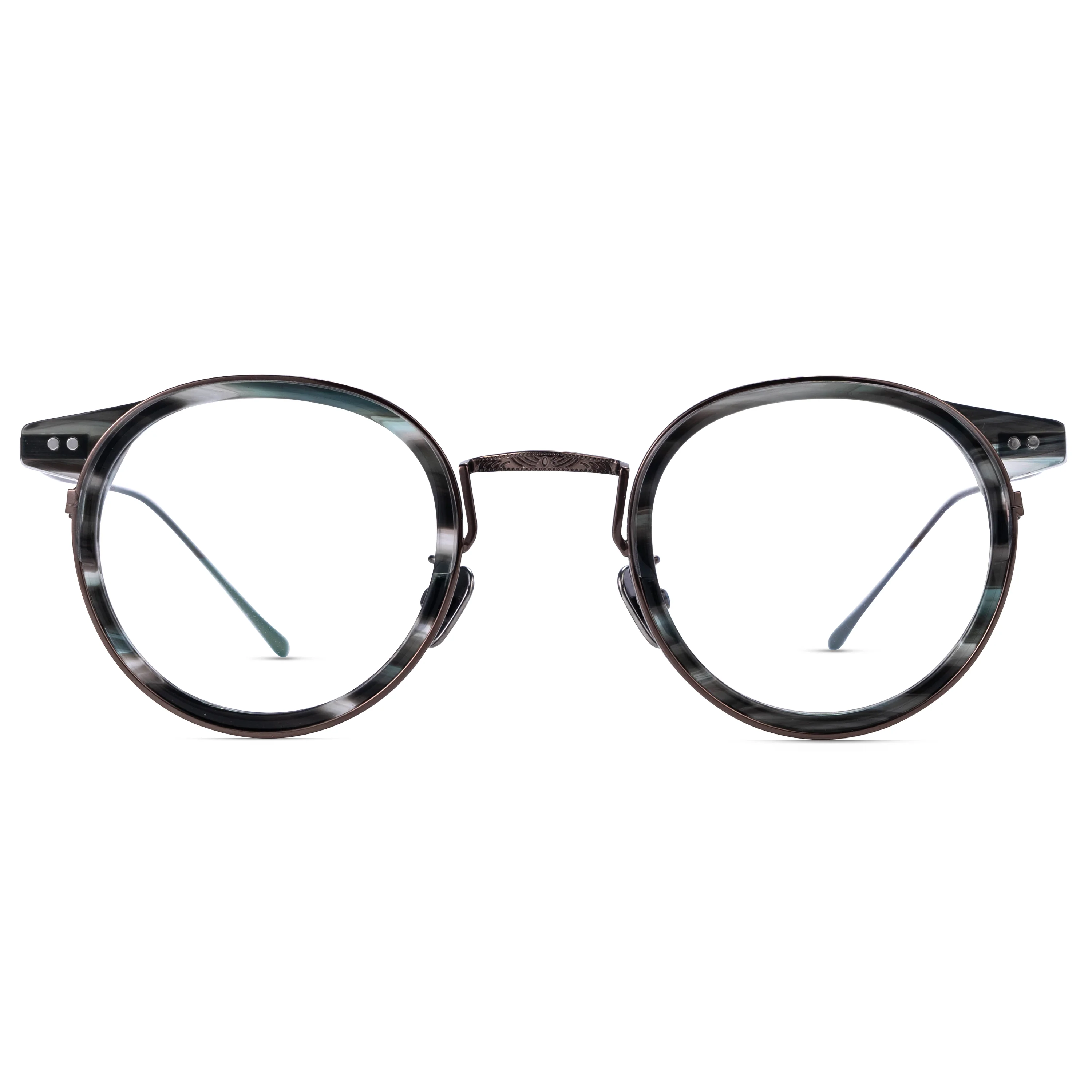 Front view of Felone round titanium eyeglasses RT0022209 in brown