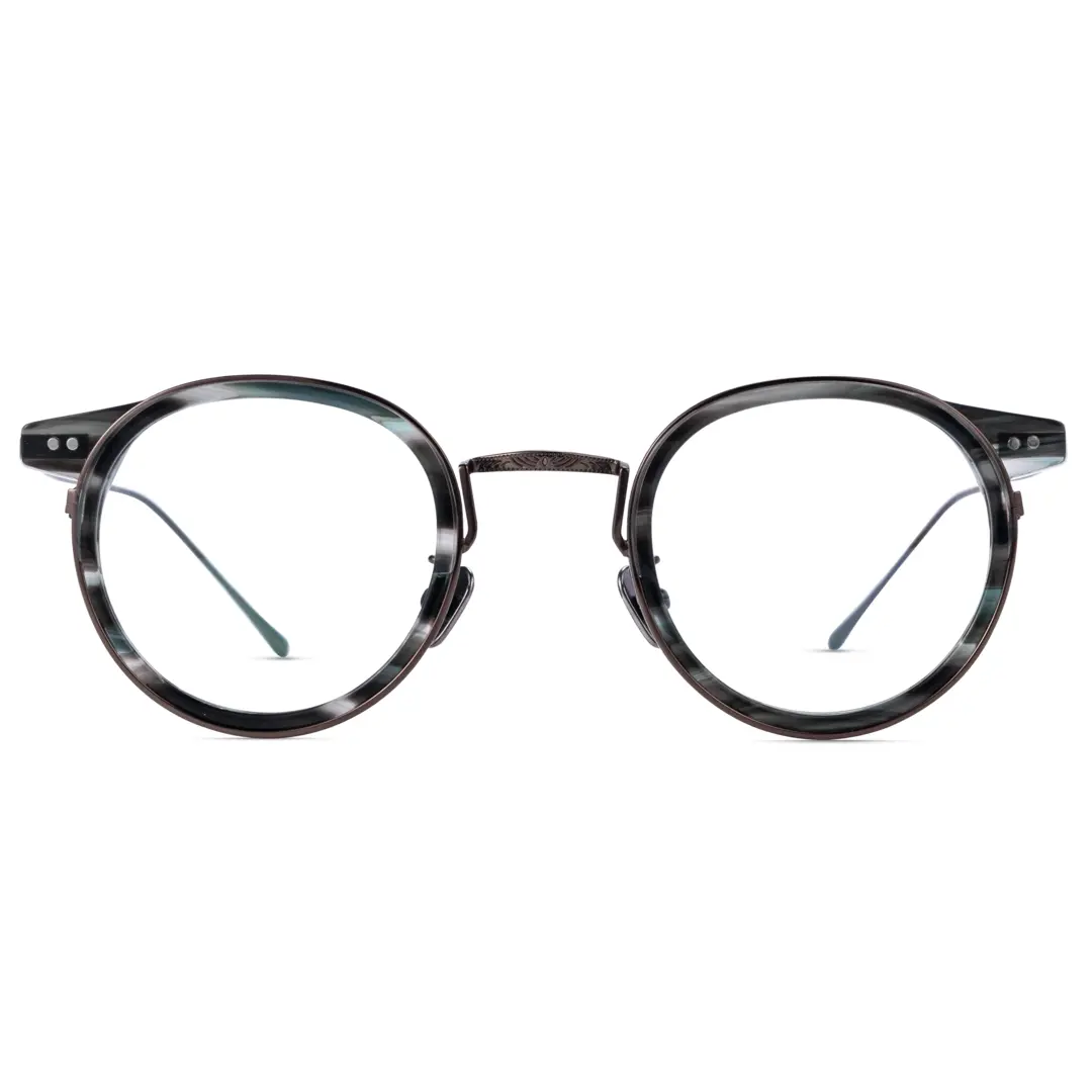Front view of Felone round titanium eyeglasses RT0022209 in brown