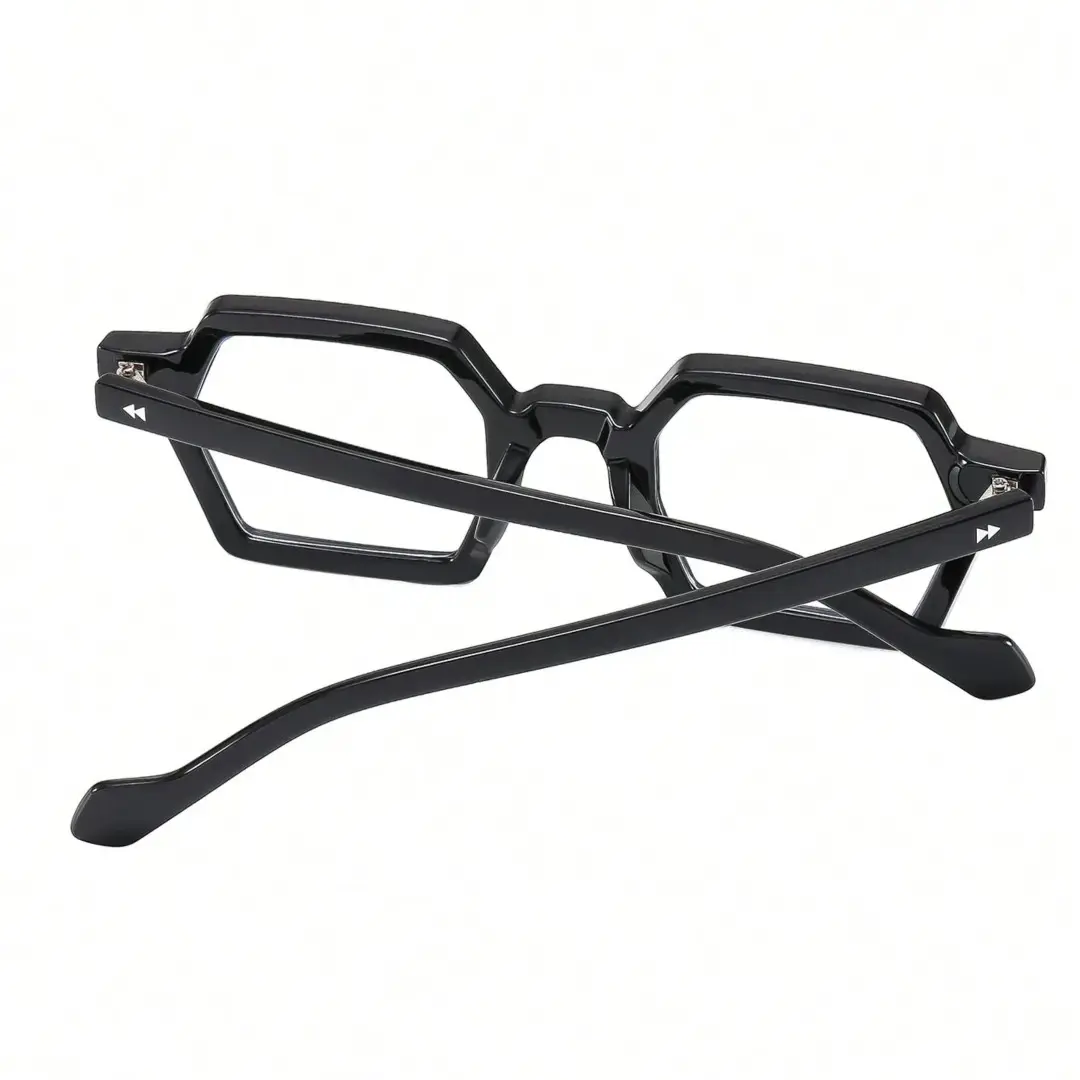 Back folded view of Finn geometric pc eyeglasses GP0132308 in black
