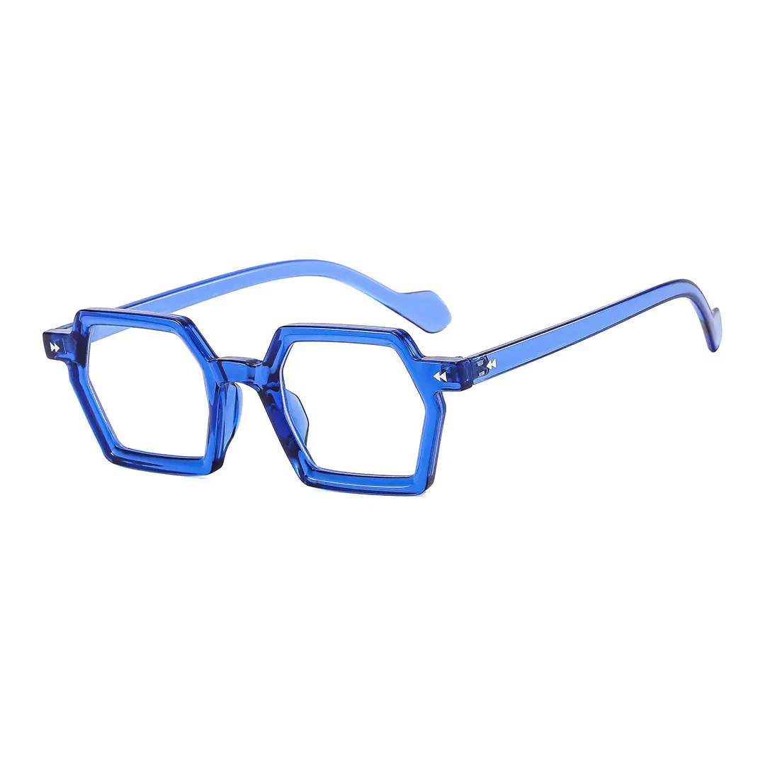 Angle view of Finn geometric pc eyeglasses GP0132308 in blue