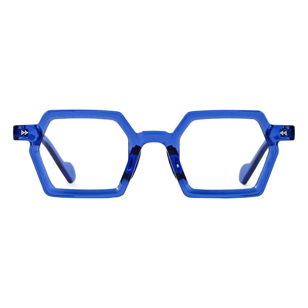 Front view of Finn geometric pc eyeglasses GP0132308 in blue