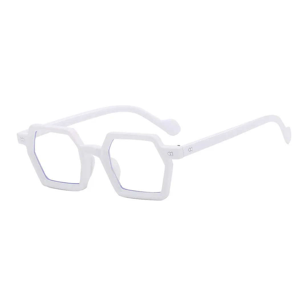 Angle view of Finn geometric pc eyeglasses GP0132308 in white