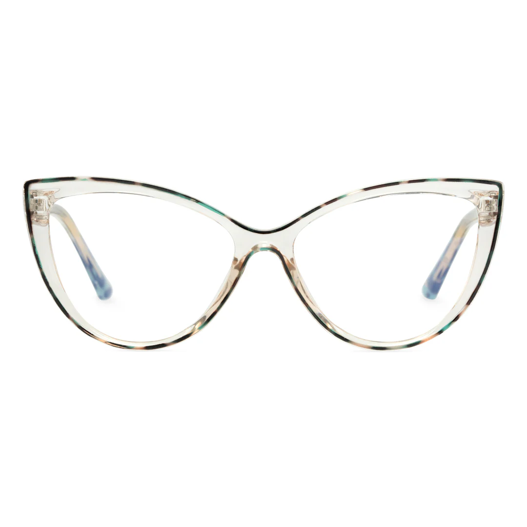Front view of Foster cat eye tr90 eyeglasses CR0242408 in blue tortoise