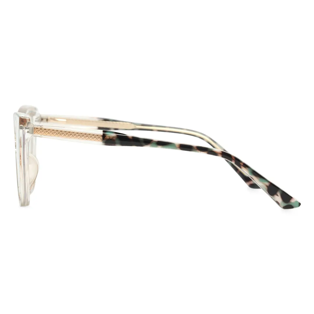 Side view of Foster cat eye tr90 eyeglasses CR0242408 in blue tortoise