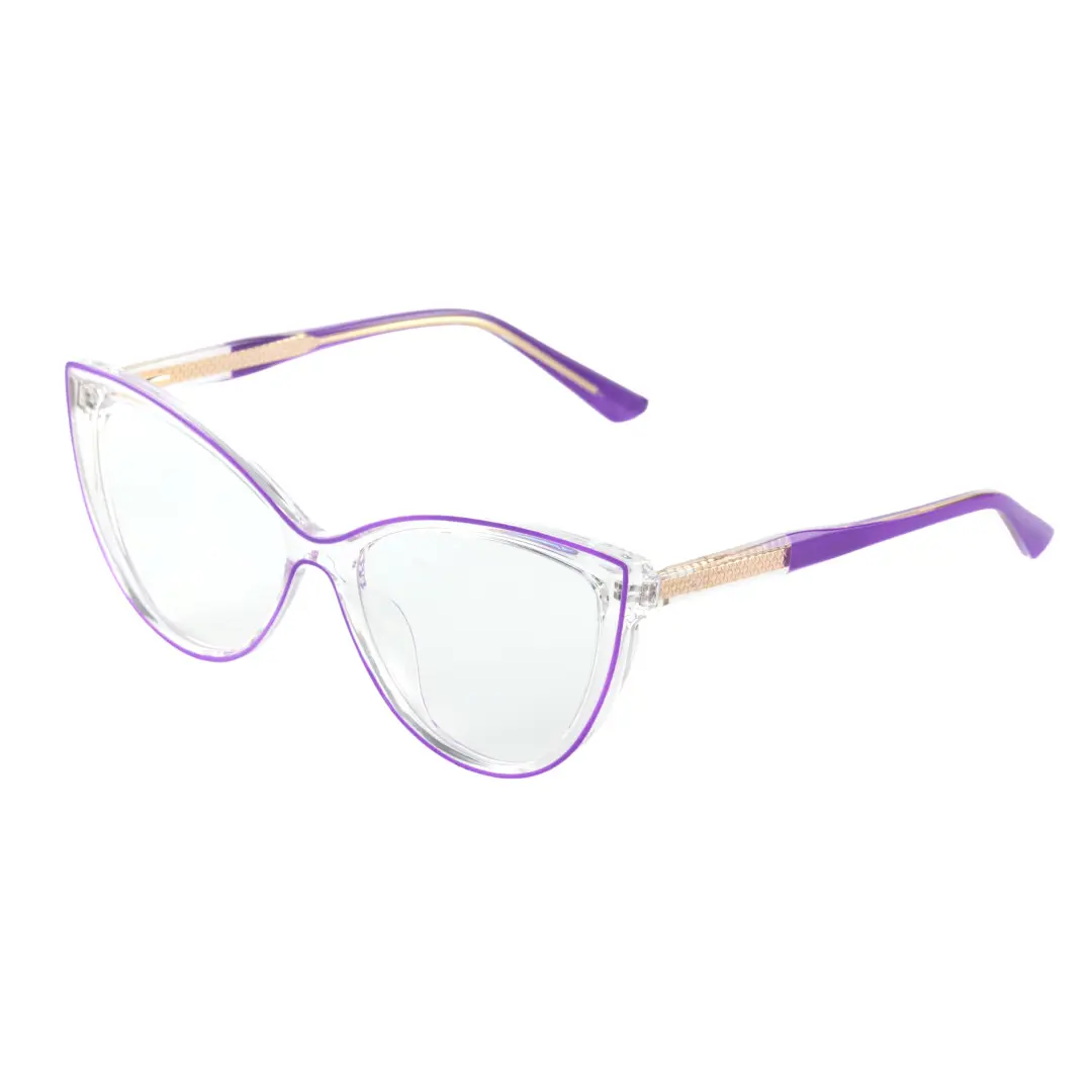 Angle view of Foster cat eye tr90 eyeglasses CR0242408 in purple