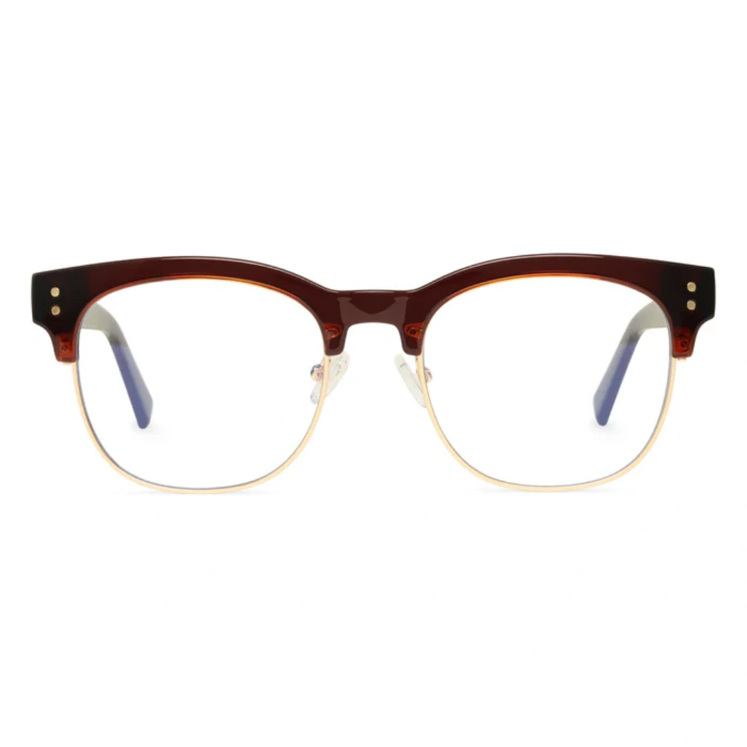 Front view of Fuchsia browline  tr90 eyeglasses BR0012409 in red