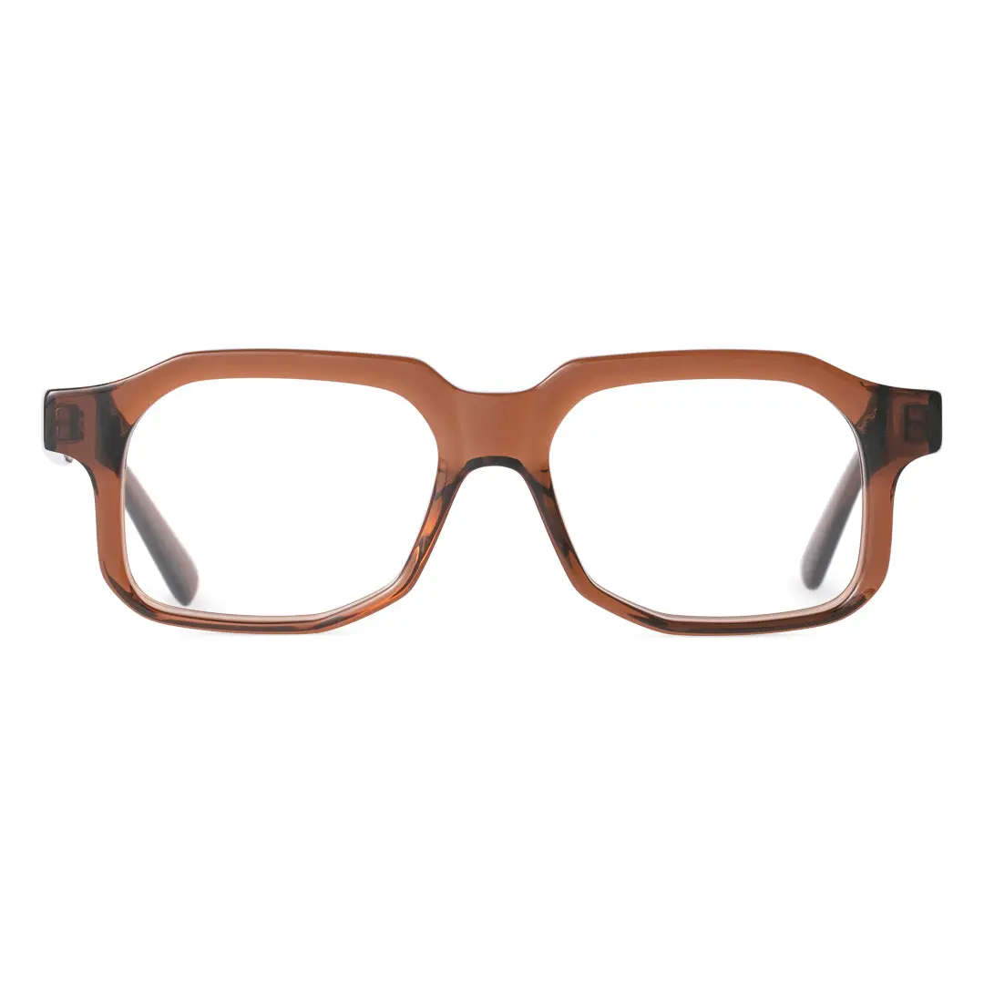 Front view of Gabri geometric acetate eyeglasses GA0202311 in brown