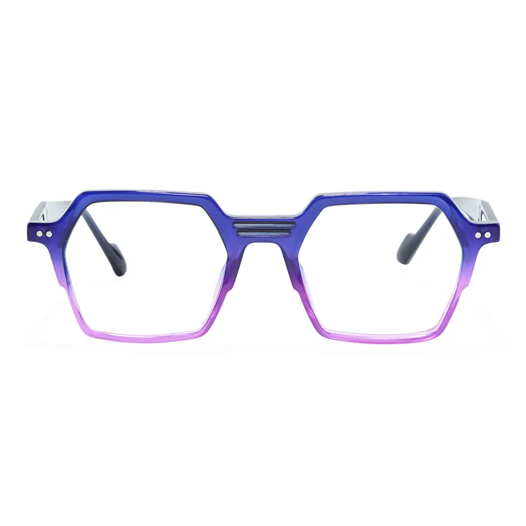 Front view of Gaea geometric acetate eyeglasses GA0412503 in purple