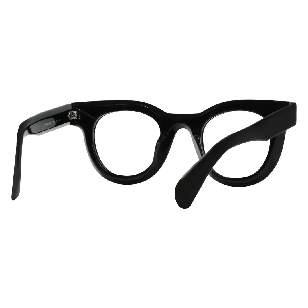 Back view of Gali round acetate eyeglasses CA0532302 in black