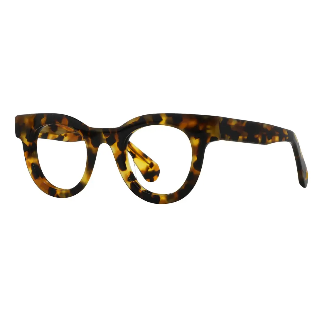 Angle view of Gali round acetate eyeglasses CA0532302 in tortoise