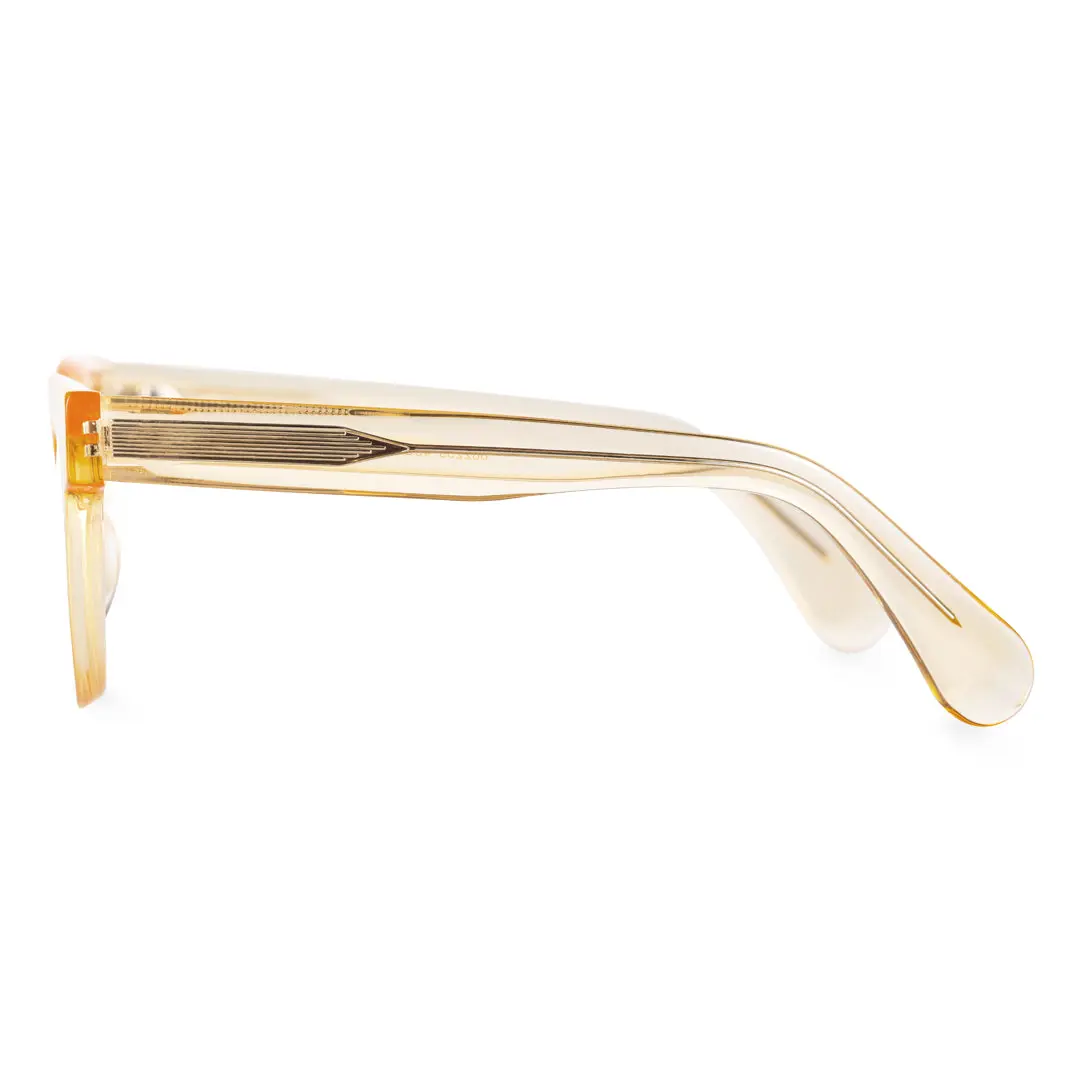 Side view of Gali round acetate eyeglasses CA0532302 in yellow