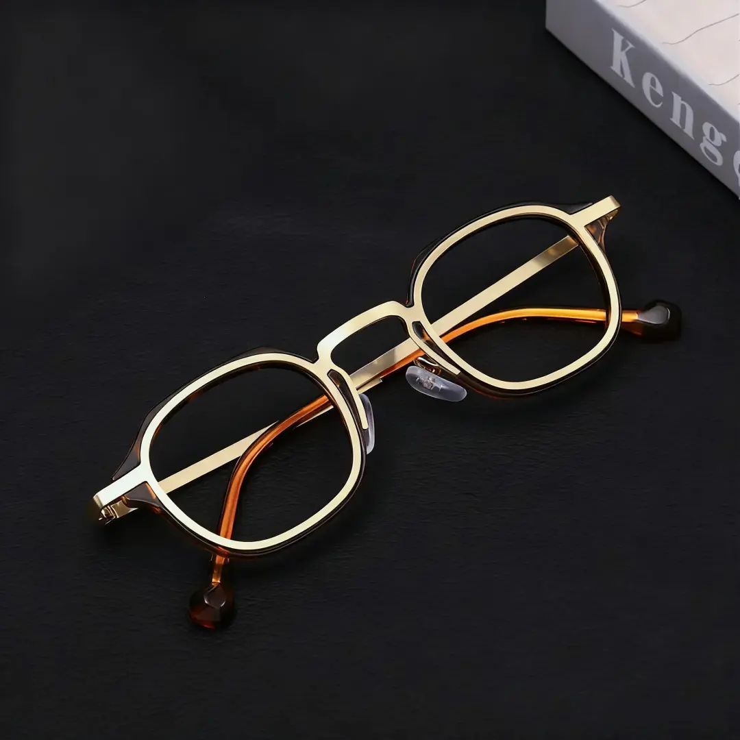 Front folded view of Gene vintage square pc eyeglasses in tortoise. SPU: SP0042207