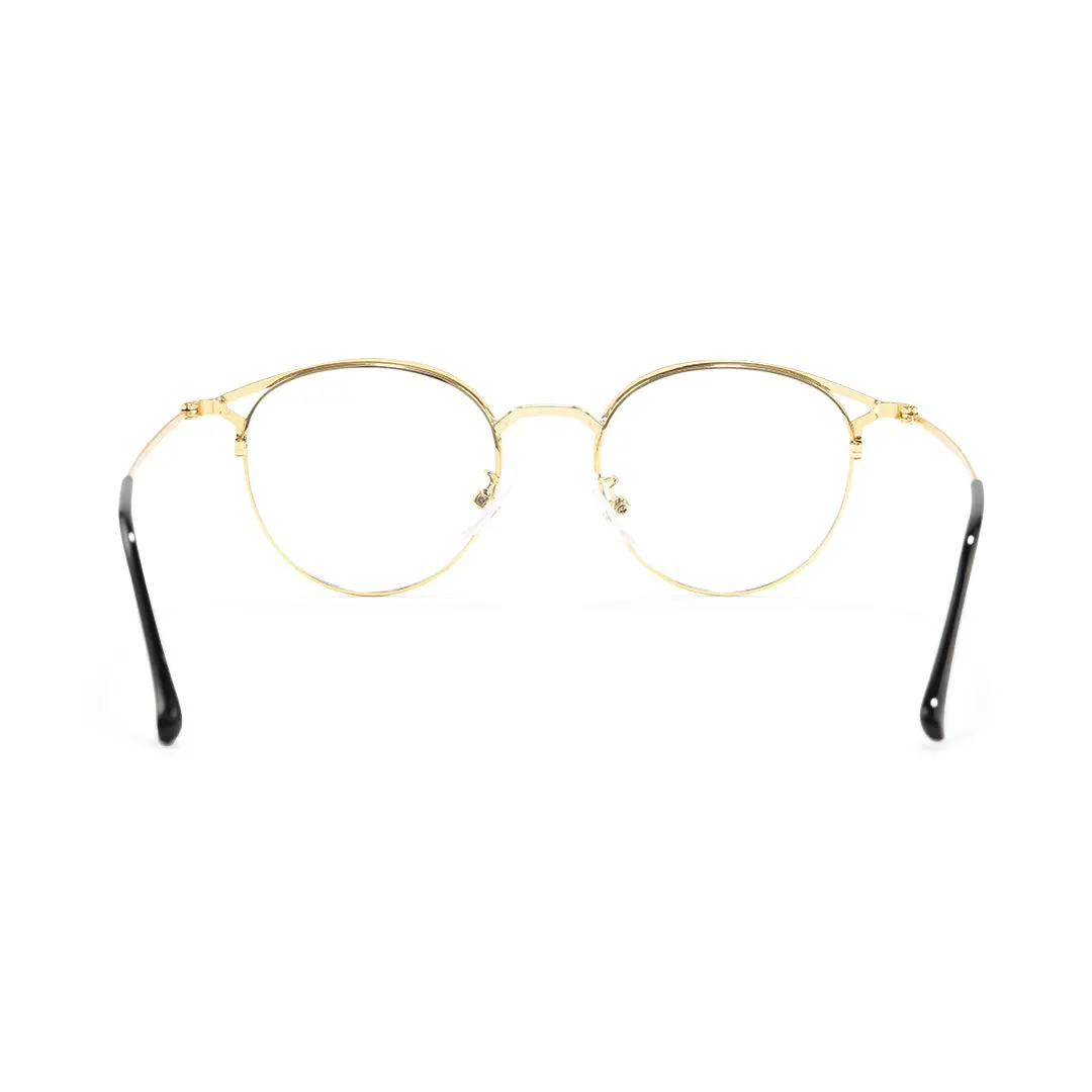 Back view of Haya round metal eyeglasses RM0462504 in gold