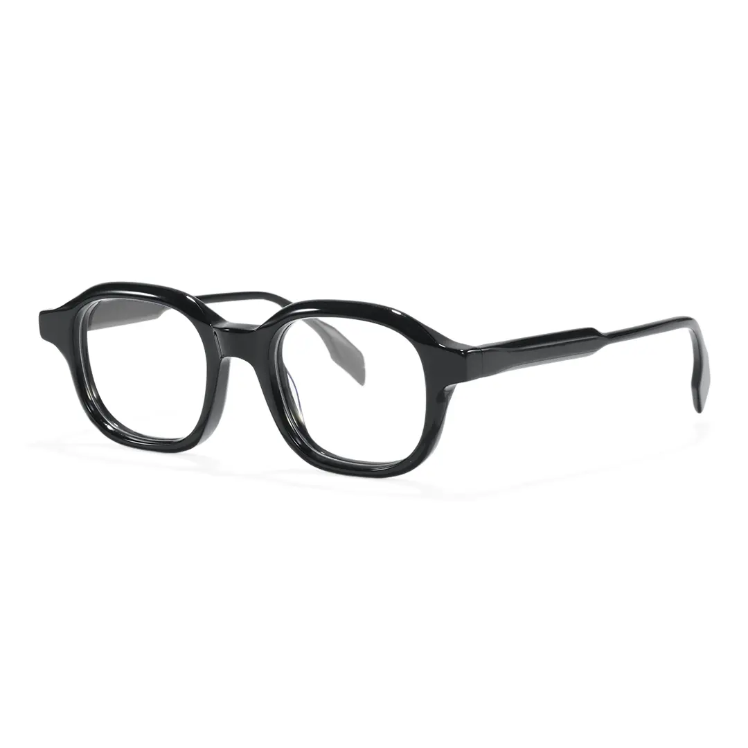 Angle view of Henrik square acetate eyeglasses SA0052312 in black