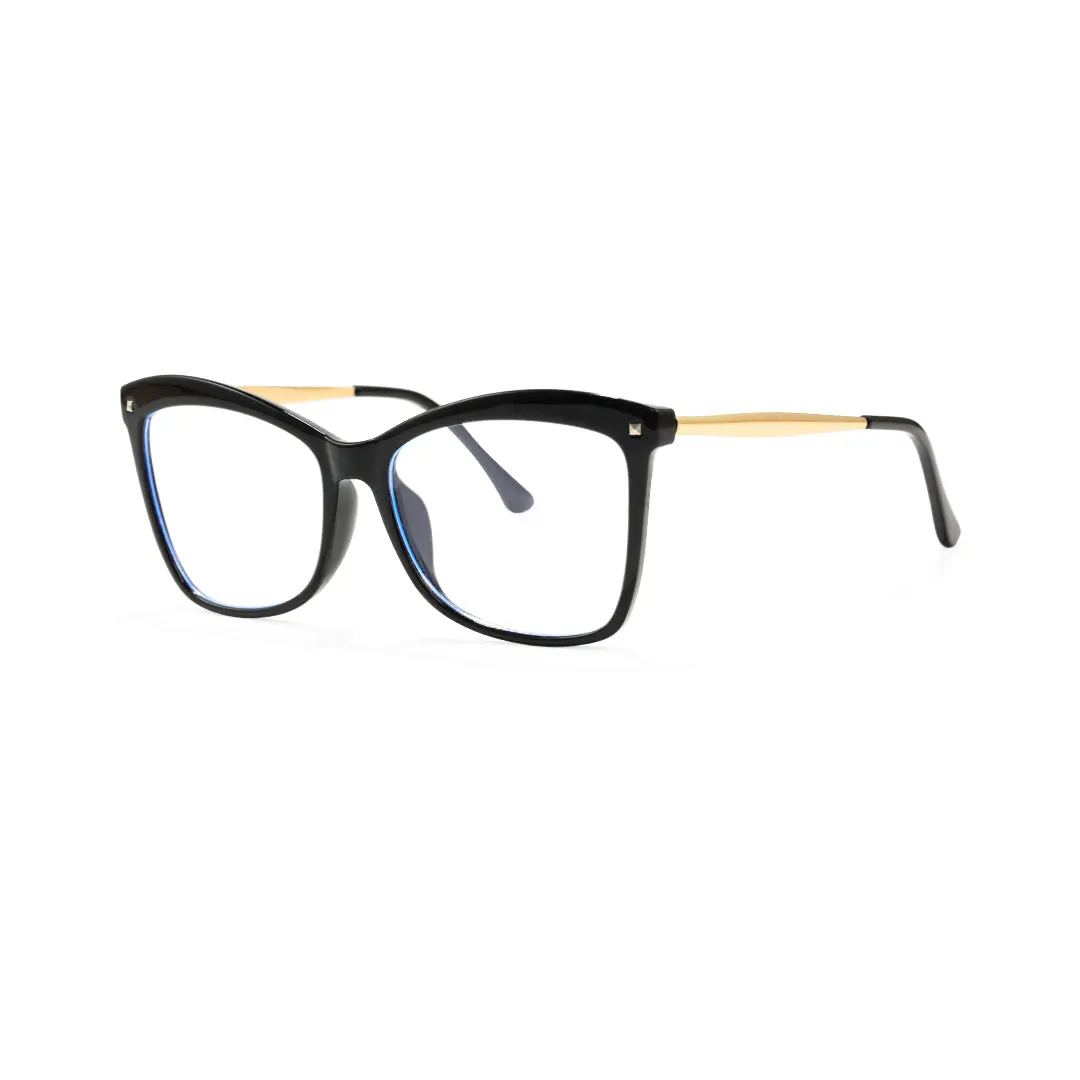 Angle view of Hera cat eye pc eyeglasses CP0422504 in black