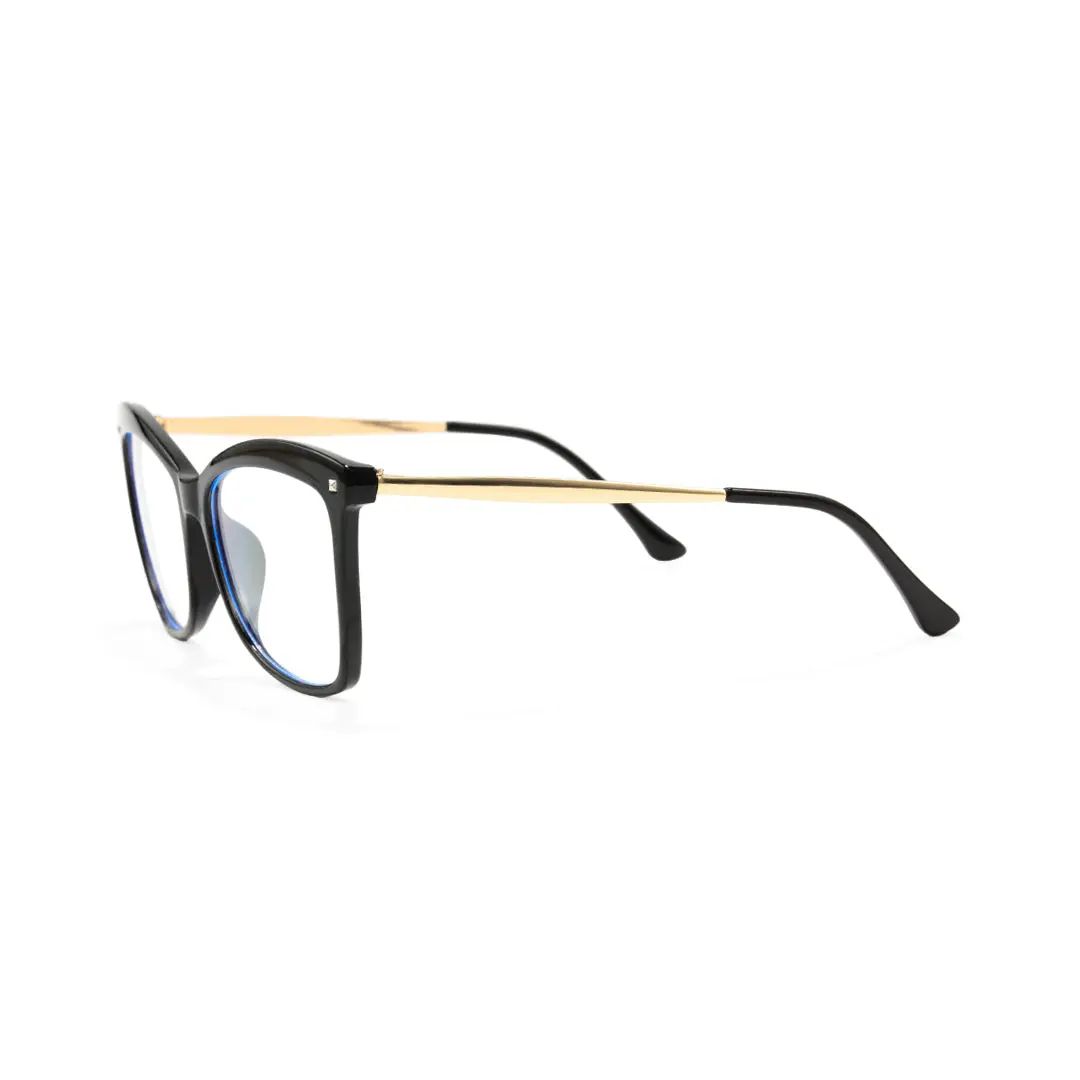 Side view of Hera cat eye pc eyeglasses CP0422504 in black