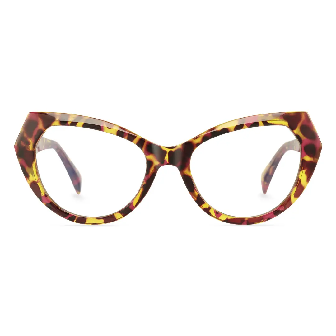 Front view of Huda cat eye tr90 eyeglasses CR0132411 in tortoise