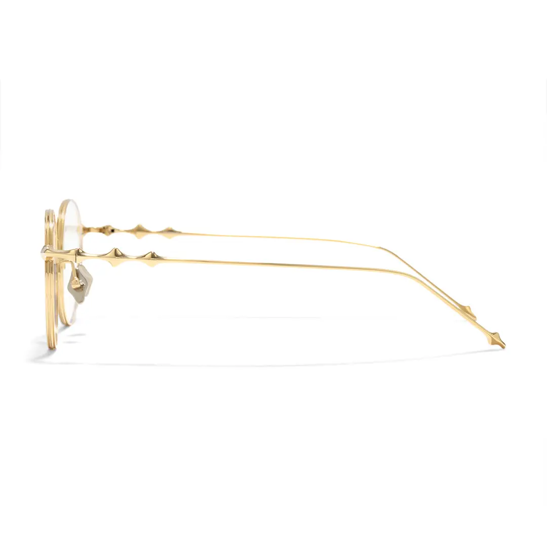 Side view of Hus round titanium eyeglasses RT0312501 in gold