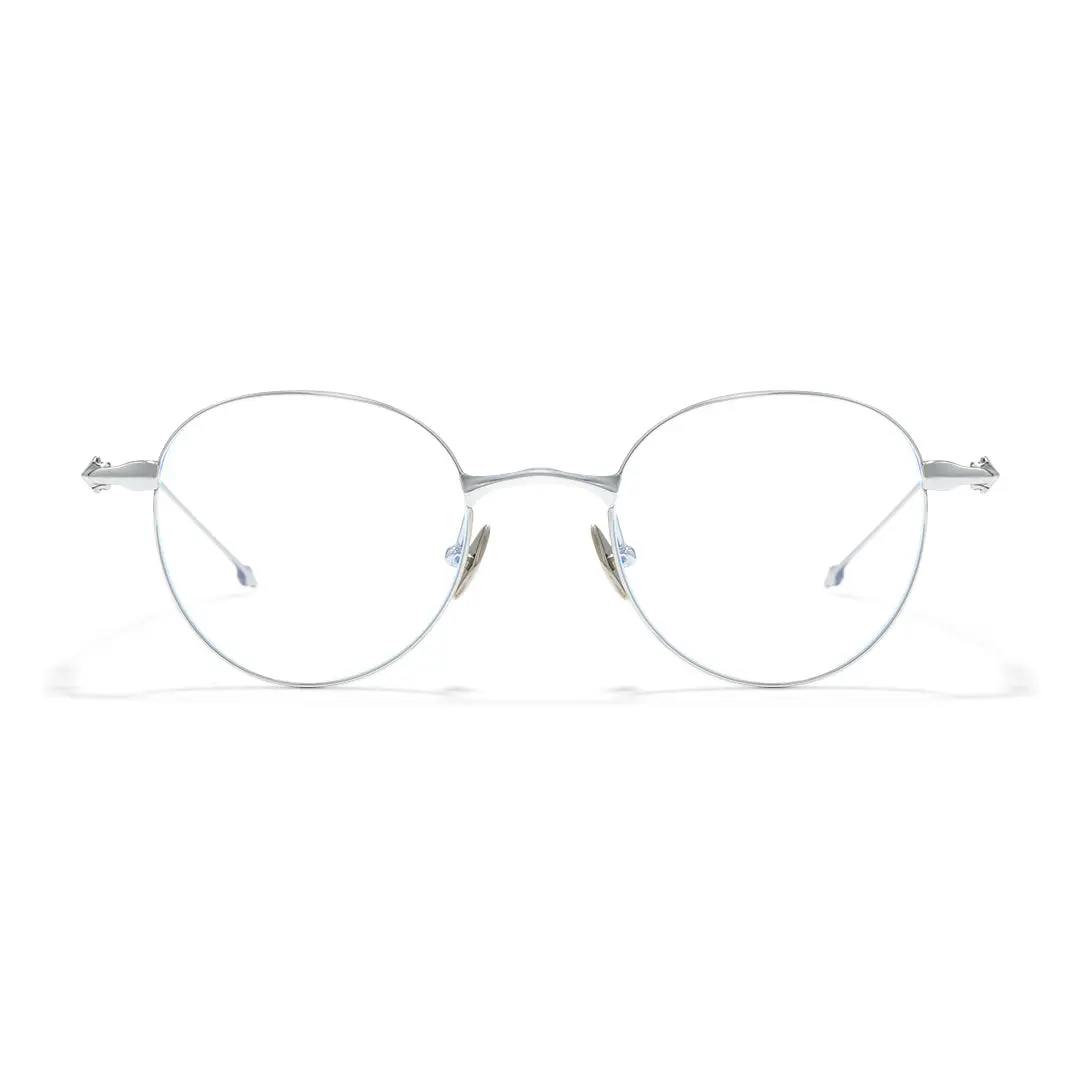Front view of Hus round titanium eyeglasses RT0312501 in silver