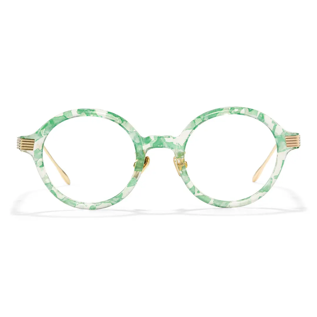Front view of Irene round tr90 eyeglasses RR0012303 in green
