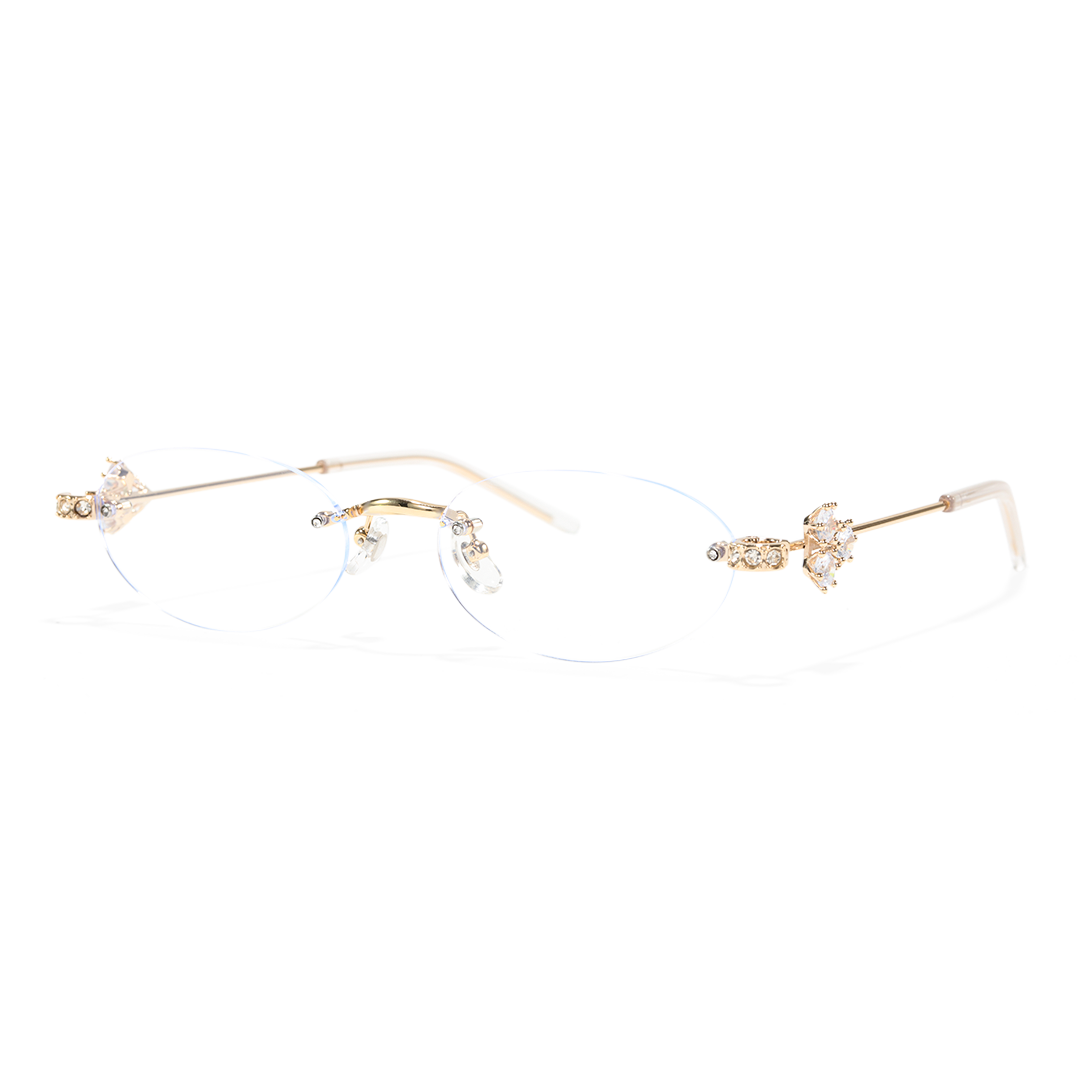 Angle view of Ivana oval metal eyeglasses OM0172601 in gold