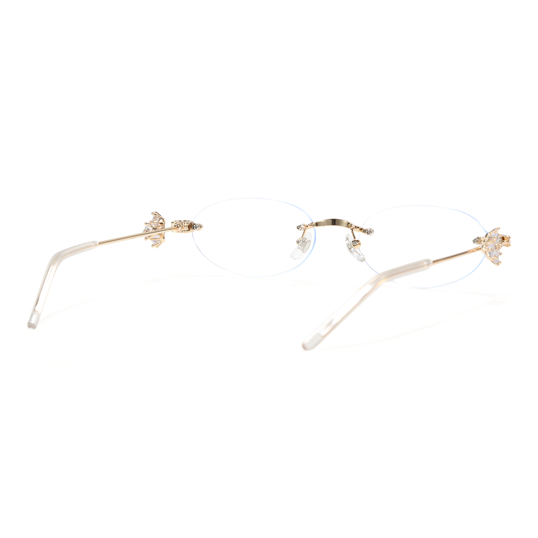 Back view of Ivana oval metal eyeglasses OM0172601 in gold