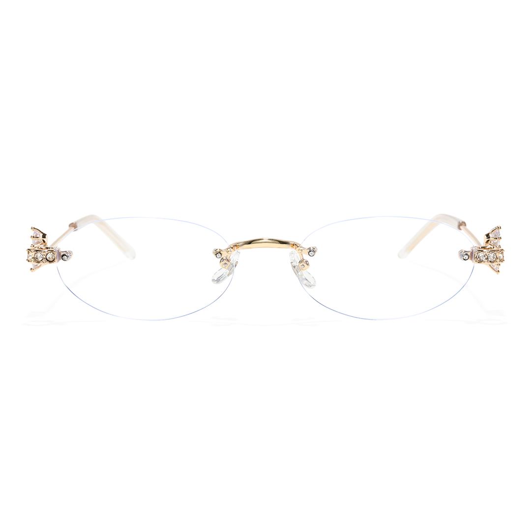 Front view of Ivana oval metal eyeglasses OM0172601 in gold