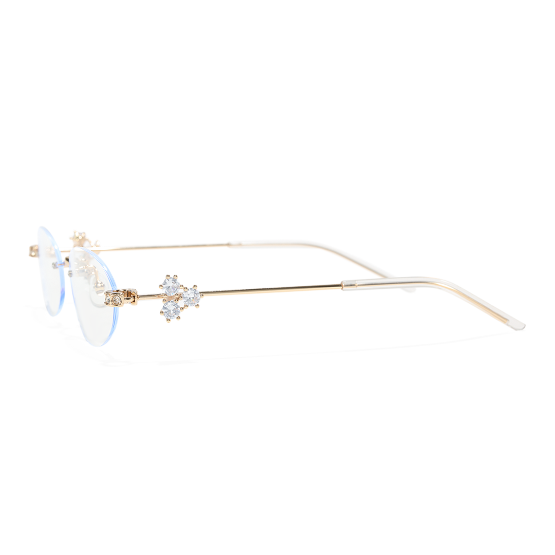 Side view of Ivana oval metal eyeglasses OM0172601 in gold