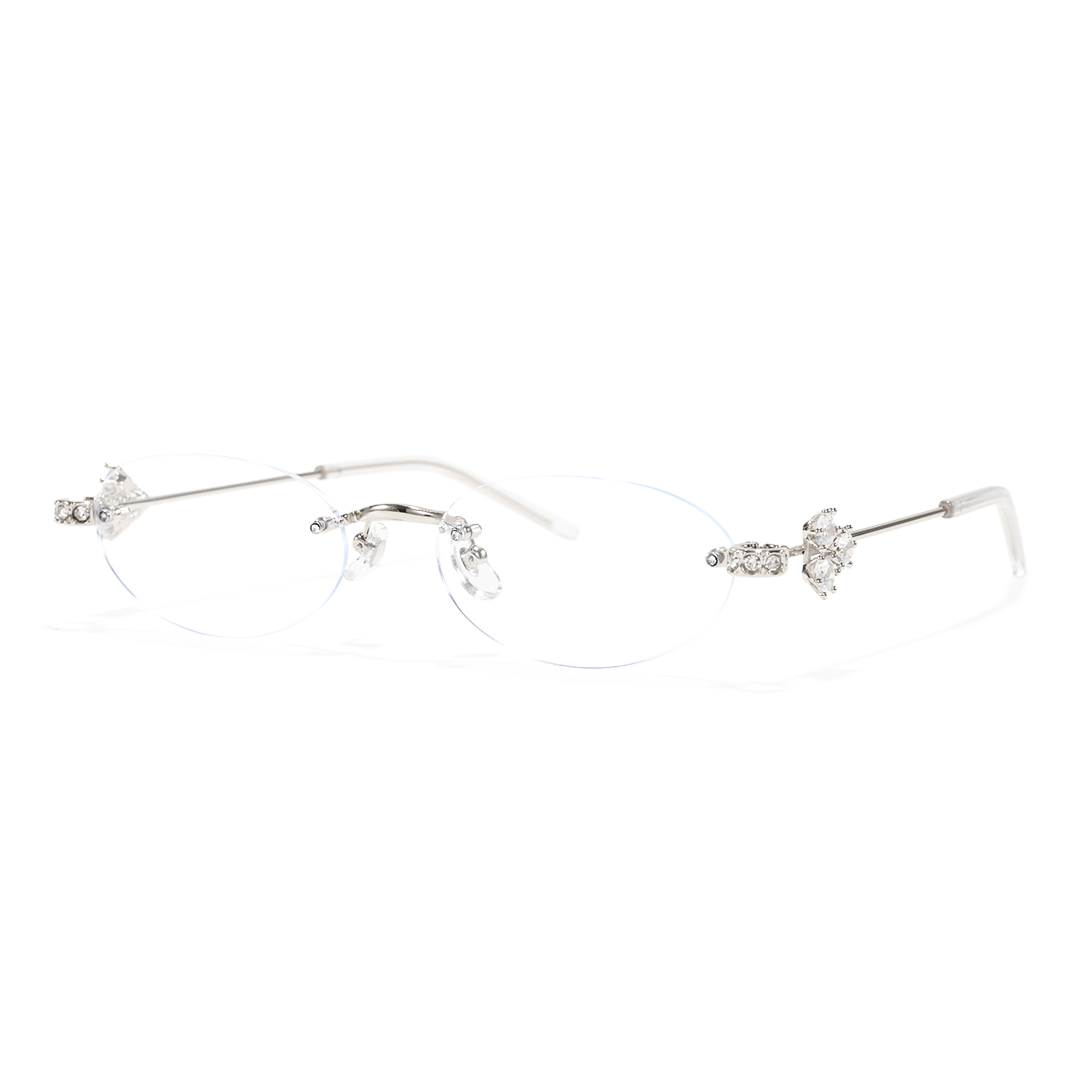 Angle view of Ivana oval metal eyeglasses OM0172601 in silver