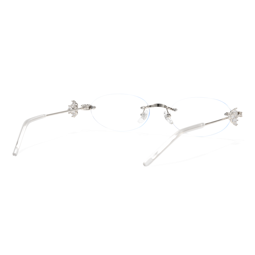 Back view of Ivana oval metal eyeglasses OM0172601 in silver