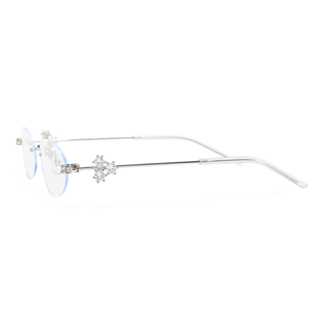Side view of Ivana oval metal eyeglasses OM0172601 in silver
